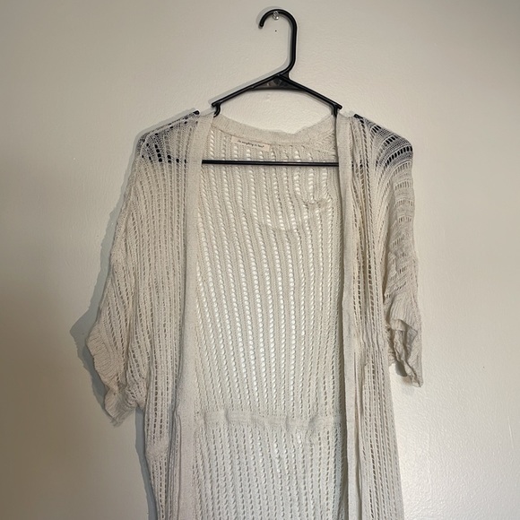 Do Everything In Love Open Knit Crochet Short Sleeve Belted Bathingsuit Cover Up - Picture 6 of 8